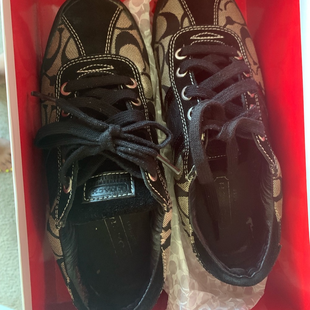 Black and grey coach sneakers